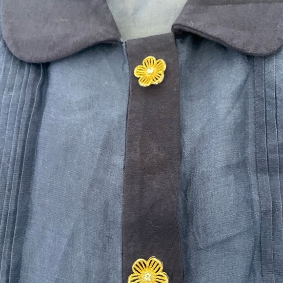 Anthro Manoush Silk Blue A-Line Dress with Peter Pan Collar - Picture 5 of 9